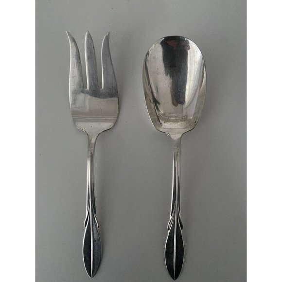 1961 El California Serving Spoon & Fork Set Wm William Rogers Mfg Co. 9" Art Dec - Picture 1 of 16